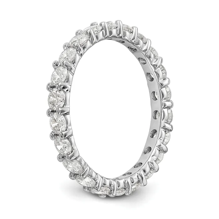 Goldia Rings Solid Real 14k White Gold Polished Shared Prong 2ct CZ Eternity Wedding Band Ring