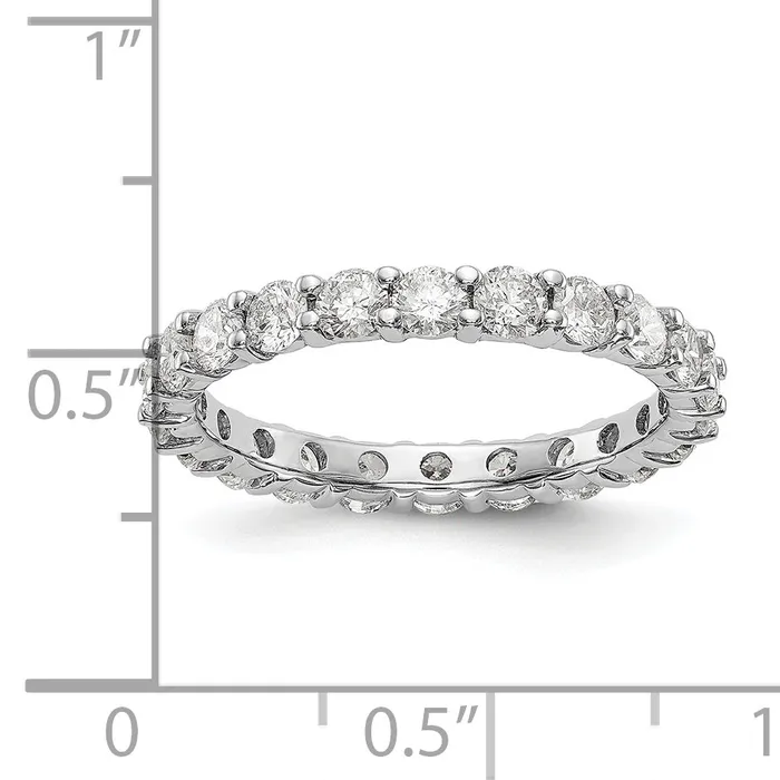 Goldia Rings Solid Real 14k White Gold Polished Shared Prong 2ct CZ Eternity Wedding Band Ring