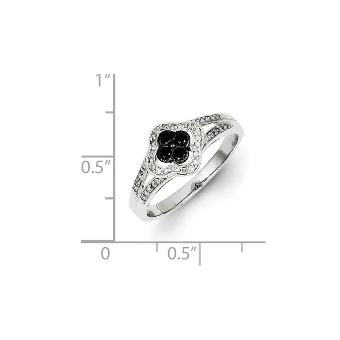 Goldia Rings Sterling Silver Black u0026 White Diamond Ring