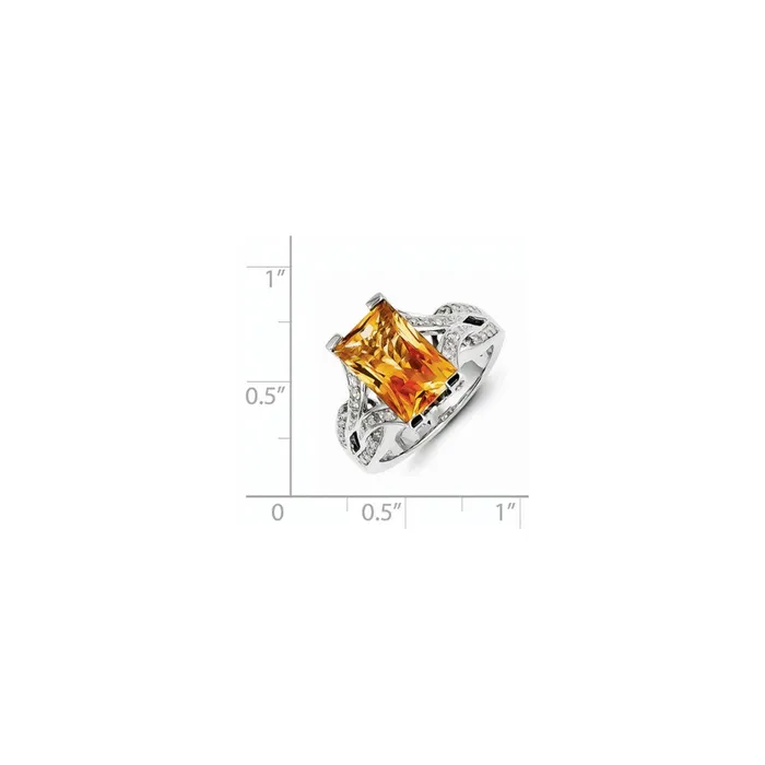 Goldia Rings Sterling Silver Diamond and Citrine Ring
