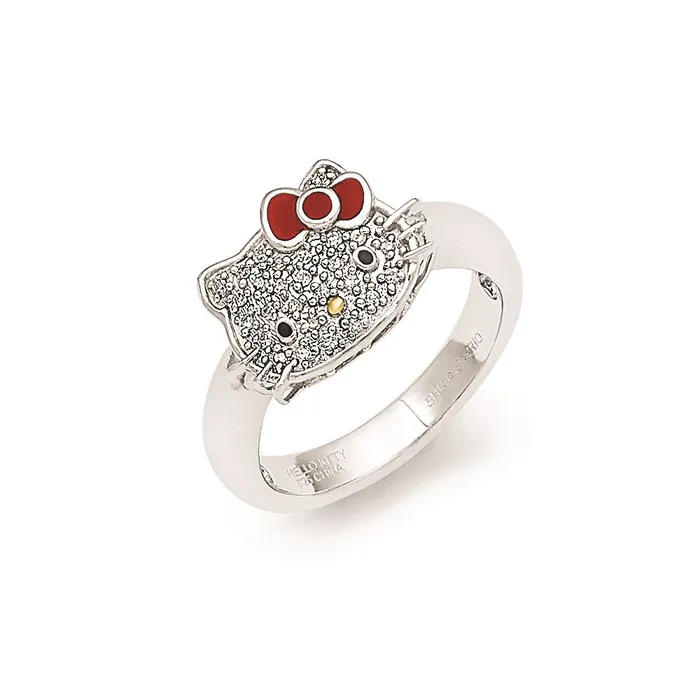 Goldia Rings Sterling Silver Hello Kitty Diamond Collection Red Enamel Accent Ring Goldia Rings Sterling Silver Hello Kitty Diamond Collection Red Enamel Accent Ring