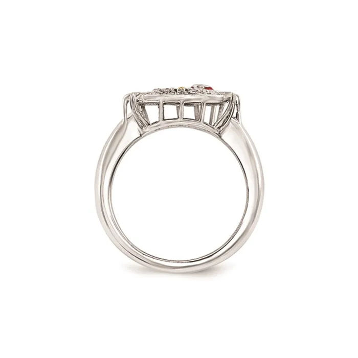 Goldia Rings Sterling Silver Hello Kitty Diamond Collection Red Enamel Accent Ring