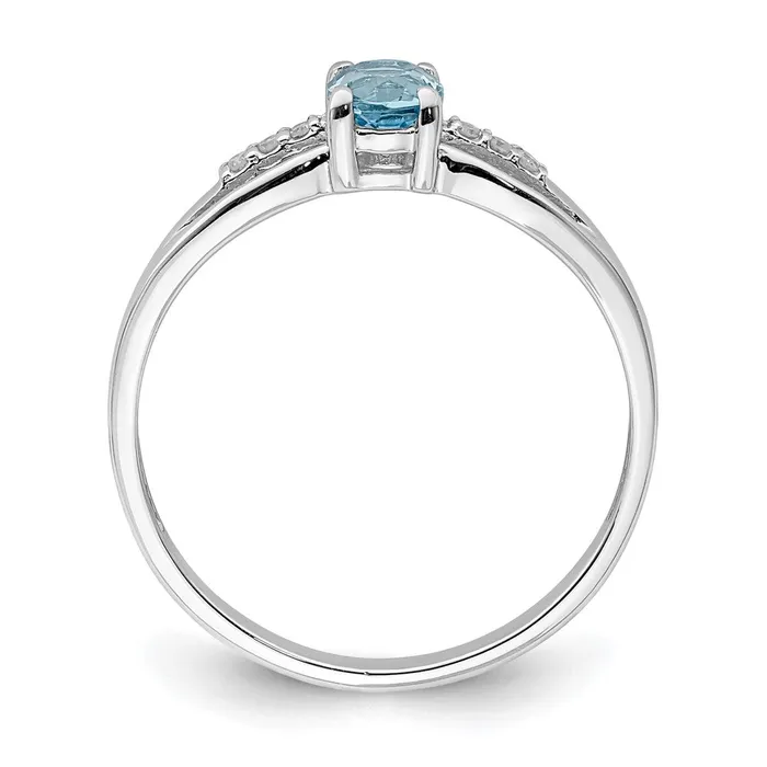 Goldia Rings Sterling Silver Rhodplated Diamond Light Swiss Blue Topaz Ring