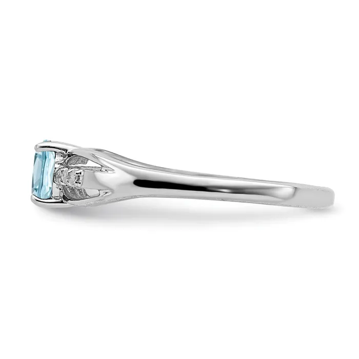 Goldia Rings Sterling Silver Rhodplated Diamond Light Swiss Blue Topaz Ring