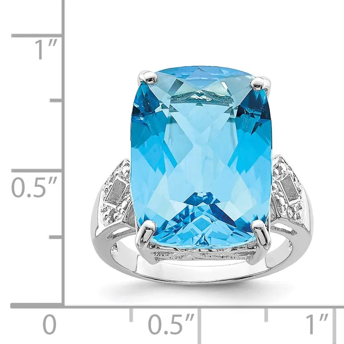 Goldia Rings Sterling Silver Rhodium Blue Topaz u0026 Diamond Ring