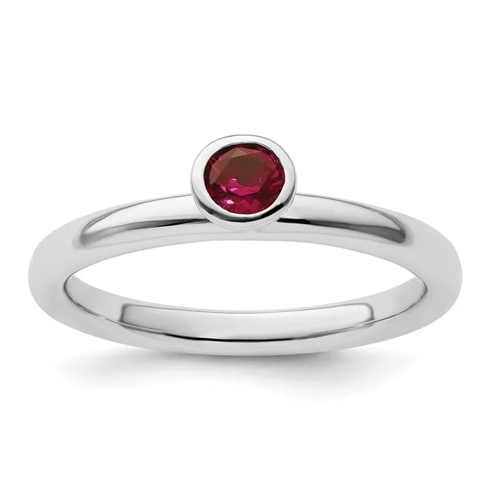 Goldia Rings Sterling Silver Stackable Expressions High 4mm Round Created Ruby Ring Goldia Rings Sterling Silver Stackable Expressions High 4mm Round Created Ruby Ring