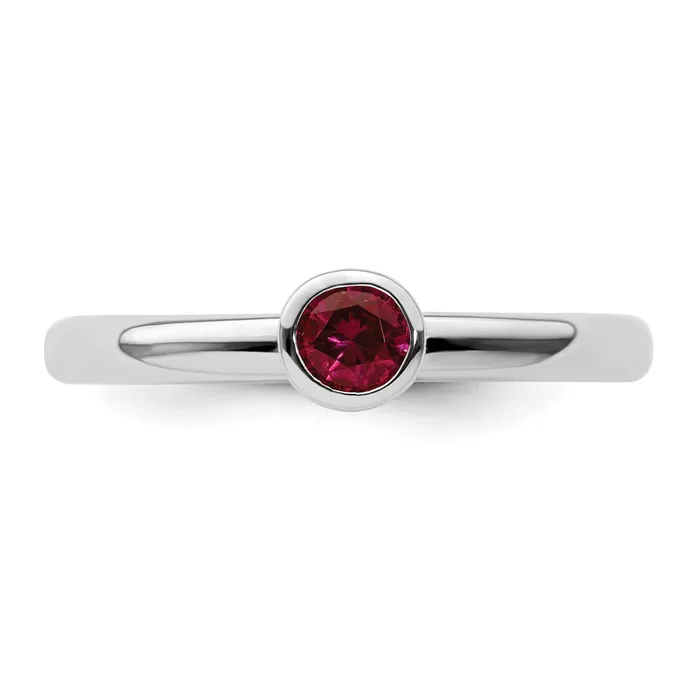 Goldia Rings Sterling Silver Stackable Expressions High 4mm Round Created Ruby Ring