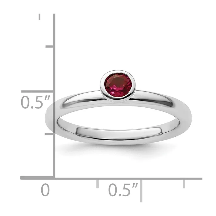 Goldia Rings Sterling Silver Stackable Expressions High 4mm Round Created Ruby Ring