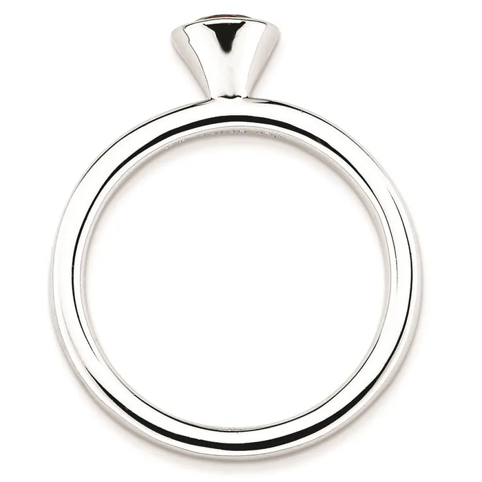 Goldia Rings Sterling Silver Stackable Expressions High 5mm Round Garnet Ring