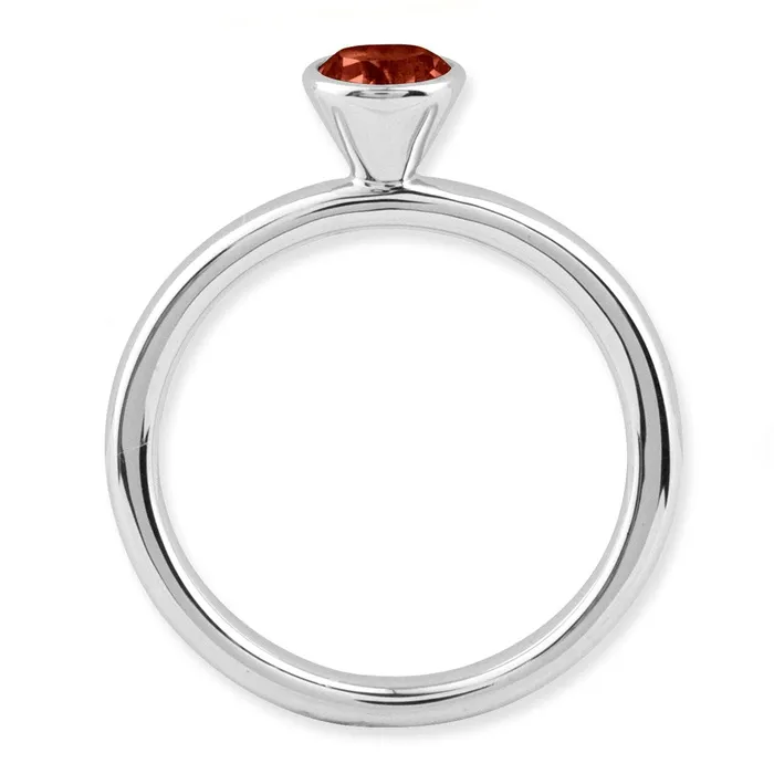 Goldia Rings Sterling Silver Stackable Expressions High 5mm Round Garnet Ring