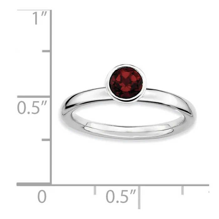 Goldia Rings Sterling Silver Stackable Expressions High 5mm Round Garnet Ring
