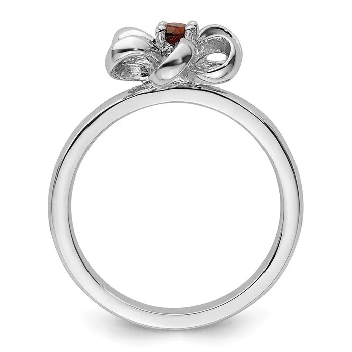 Goldia Rings Sterling Silver Stackable Expressions Polished Garnet Flower Ring