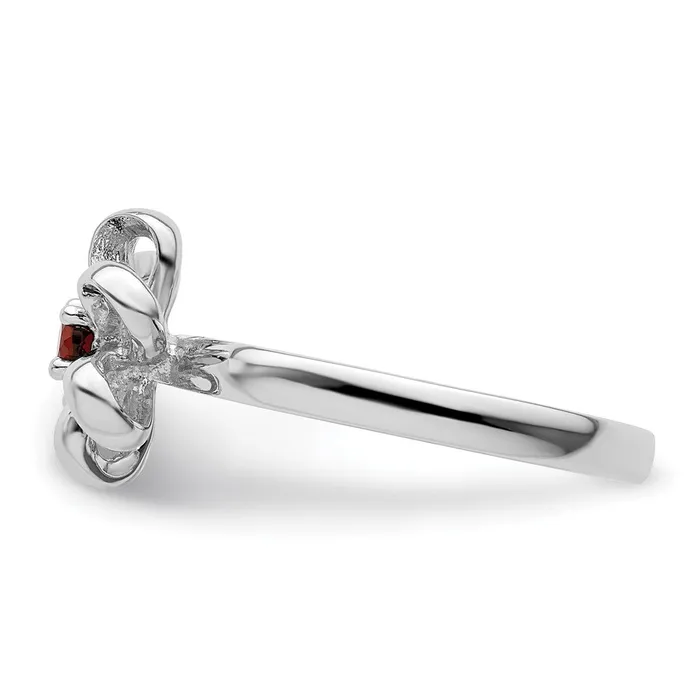 Goldia Rings Sterling Silver Stackable Expressions Polished Garnet Flower Ring