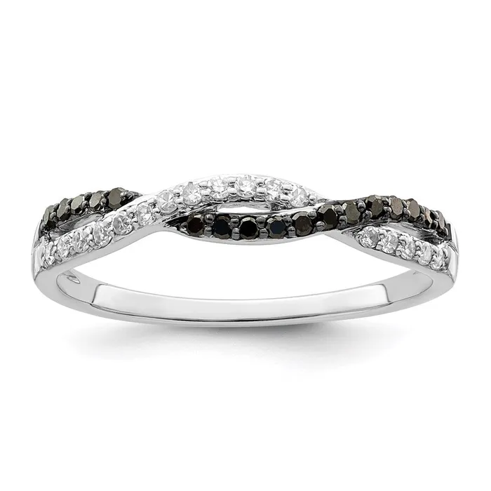 Goldia Rings White Night Sterling Silver Rhodiumplated Black and White Criss Cross Diamond Ring Goldia Rings White Night Sterling Silver Rhodiumplated Black and White Criss Cross Diamond Ring