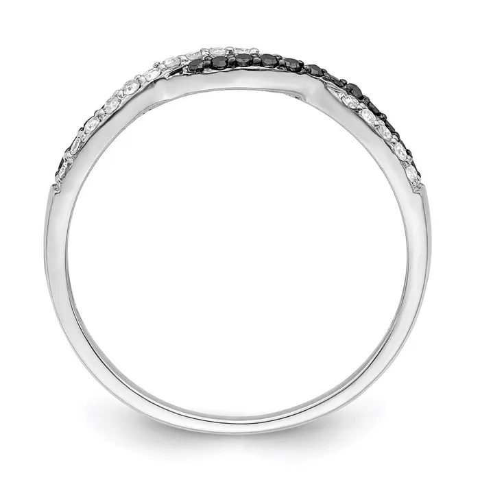 Goldia Rings White Night Sterling Silver Rhodiumplated Black and White Criss Cross Diamond Ring