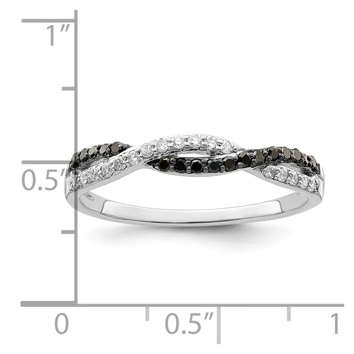 Goldia Rings White Night Sterling Silver Rhodiumplated Black and White Criss Cross Diamond Ring