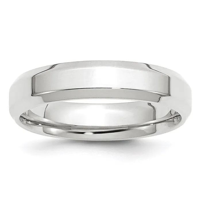 Goldia Solid 10K White Gold 5mm Bevel Edge Comfort Fit MensWomens Wedding Band Ring Size 7 Rings