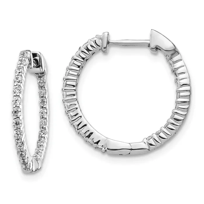Goldia Solid 14k White Gold Polished Simulated CZ InOut Hinged Hoop Earrings Earrings Goldia Solid 14k White Gold Polished Simulated CZ InOut Hinged Hoop Earrings Earrings