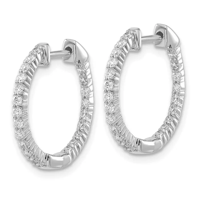 Goldia Solid 14k White Gold Polished Simulated CZ InOut Hinged Hoop Earrings Earrings Goldia Solid 14k White Gold Polished Simulated CZ InOut Hinged Hoop Earrings Earrings