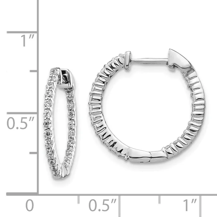 Goldia Solid 14k White Gold Polished Simulated CZ InOut Hinged Hoop Earrings Earrings Goldia Solid 14k White Gold Polished Simulated CZ InOut Hinged Hoop Earrings Earrings