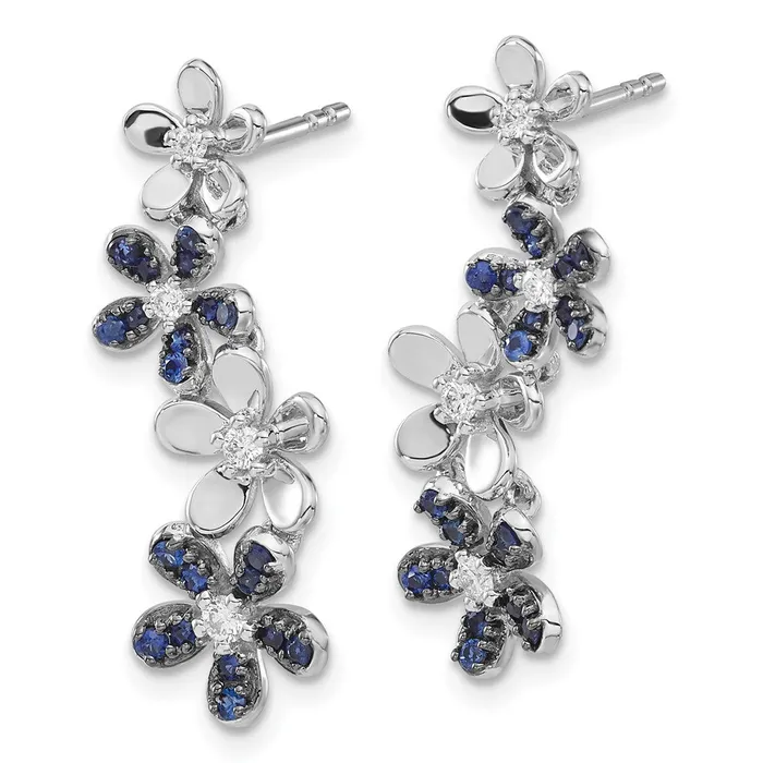 Goldia Solid 14k White Gold Simulated CZ and Sapphire Earrings Earrings Goldia Solid 14k White Gold Simulated CZ and Sapphire Earrings Earrings