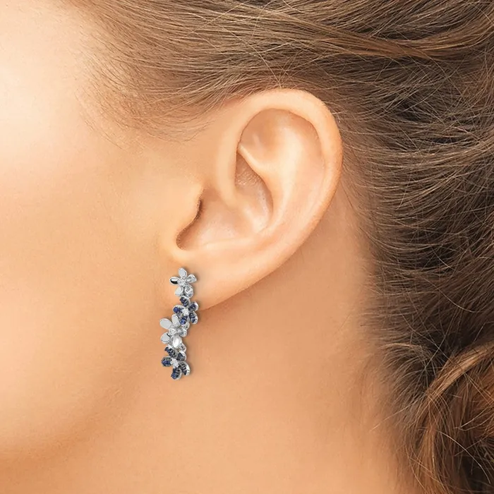 Goldia Solid 14k White Gold Simulated CZ and Sapphire Earrings Earrings Goldia Solid 14k White Gold Simulated CZ and Sapphire Earrings Earrings