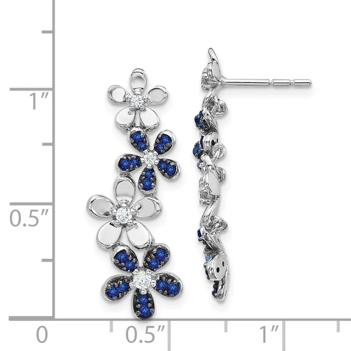 Goldia Solid 14k White Gold Simulated CZ and Sapphire Earrings Earrings Goldia Solid 14k White Gold Simulated CZ and Sapphire Earrings Earrings