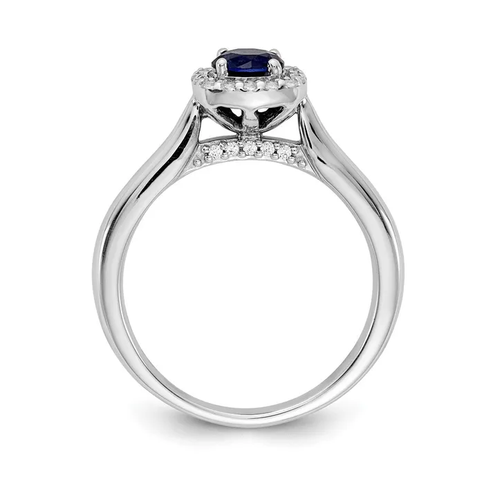 Goldia Solid 14k White Gold Simulated CZ and Sapphire Halo Ring Rings