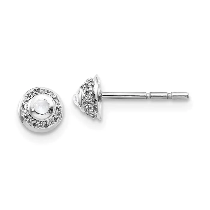 Goldia Solid 14k White Gold Simulated CZ Cabochon Topaz Earrings Earrings