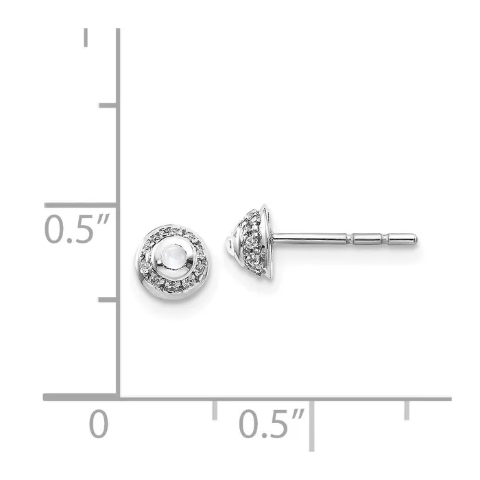 Goldia Solid 14k White Gold Simulated CZ Cabochon Topaz Earrings Earrings