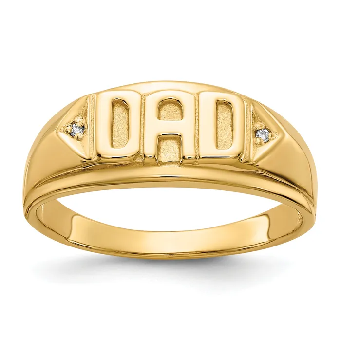 Goldia Solid 14k Yellow Gold AA Simulated CZ mens Ring Rings