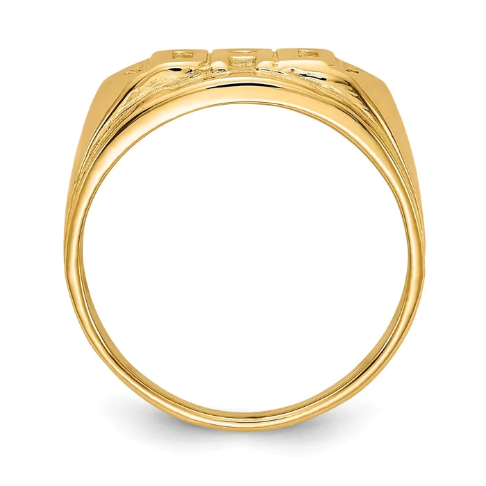Goldia Solid 14k Yellow Gold AA Simulated CZ mens Ring Rings