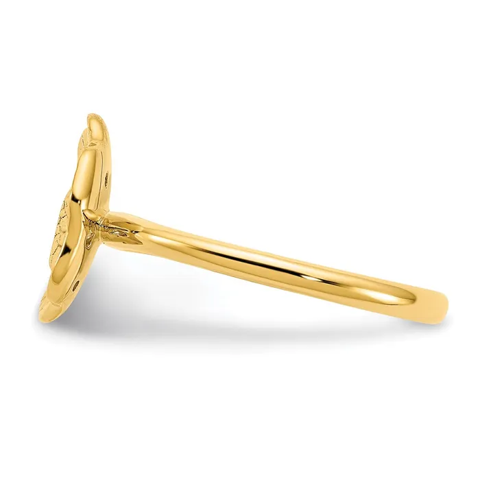 Goldia Solid 14k Yellow Gold Polished and Textured Simulated CZ Circle Ring Rings