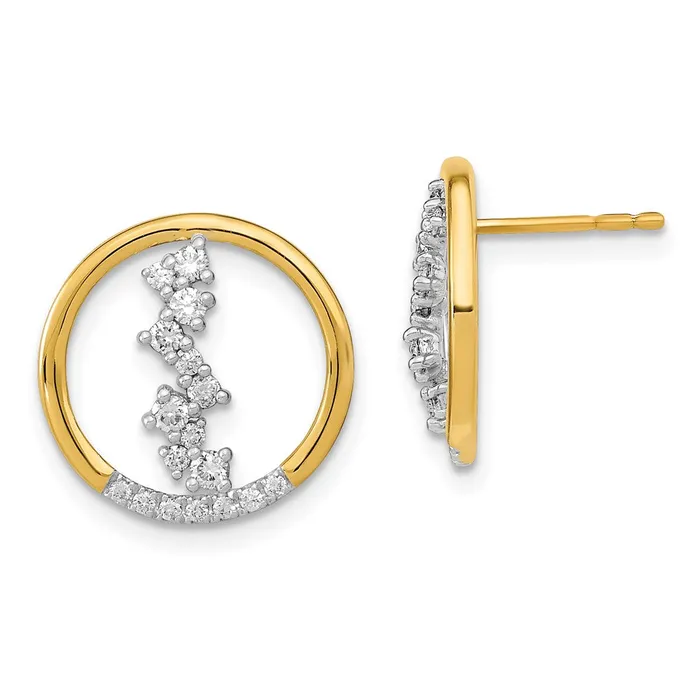 Goldia Solid 14k Yellow Gold Polished Simulated CZ Dangle Circle Post Earrings Earrings Goldia Solid 14k Yellow Gold Polished Simulated CZ Dangle Circle Post Earrings Earrings