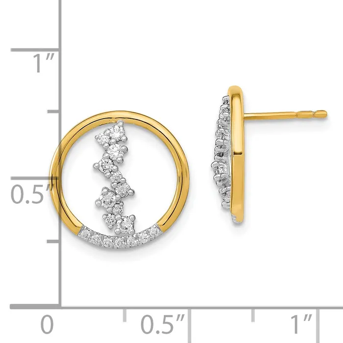 Goldia Solid 14k Yellow Gold Polished Simulated CZ Dangle Circle Post Earrings Earrings Goldia Solid 14k Yellow Gold Polished Simulated CZ Dangle Circle Post Earrings Earrings