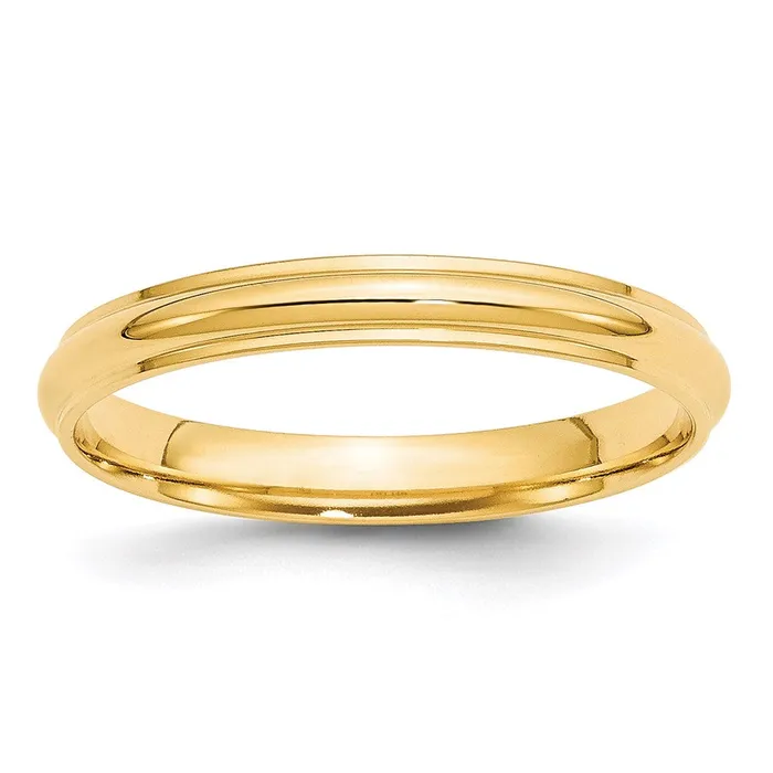 Goldia Solid 18K Yellow Gold 3mm Half Round with Edge MensWomens Wedding Band Ring Size 55 Rings