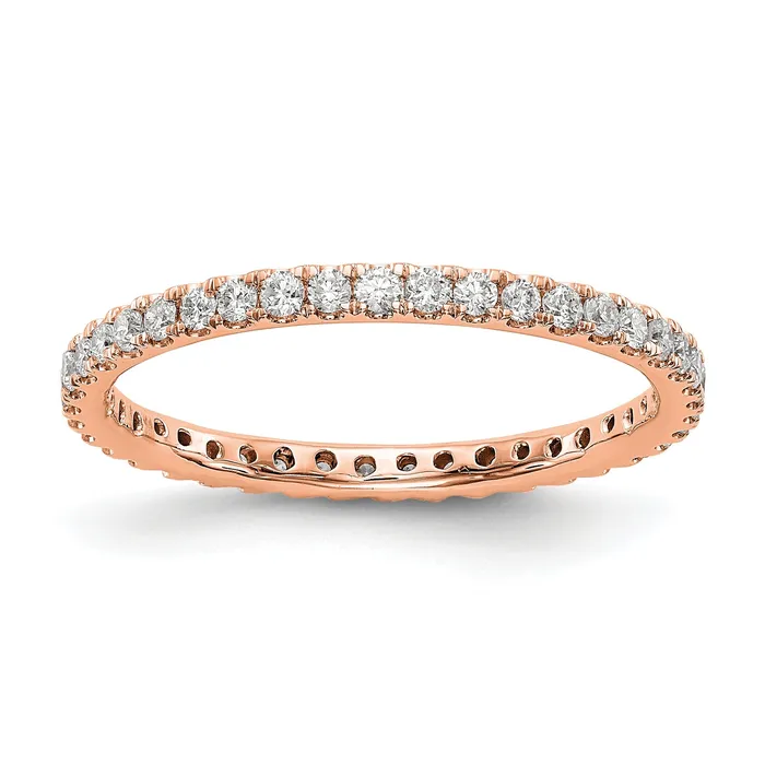 Goldia Solid Real 14k Rose Gold Polished U Shared Prong 12ct CZ Eternity Wedding Band Ring Rings Goldia Solid Real 14k Rose Gold Polished U Shared Prong 12ct CZ Eternity Wedding Band Ring Rings
