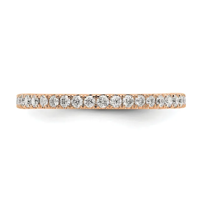 Goldia Solid Real 14k Rose Gold Polished U Shared Prong 12ct CZ Eternity Wedding Band Ring Rings