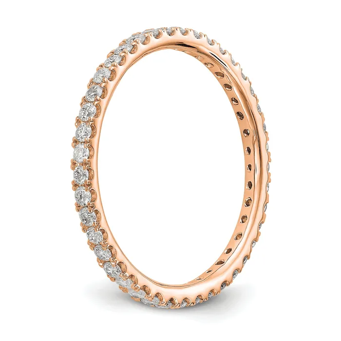 Goldia Solid Real 14k Rose Gold Polished U Shared Prong 12ct CZ Eternity Wedding Band Ring Rings