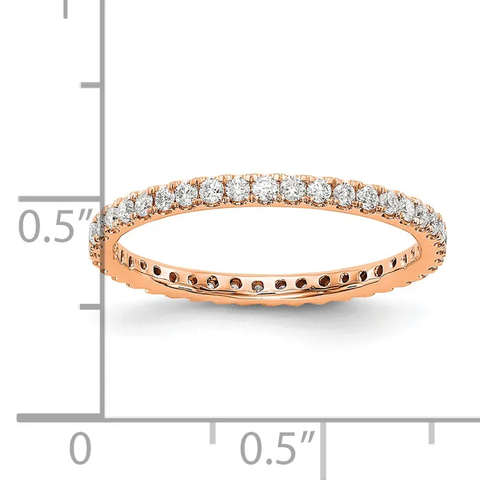 Goldia Solid Real 14k Rose Gold Polished U Shared Prong 12ct CZ Eternity Wedding Band Ring Rings