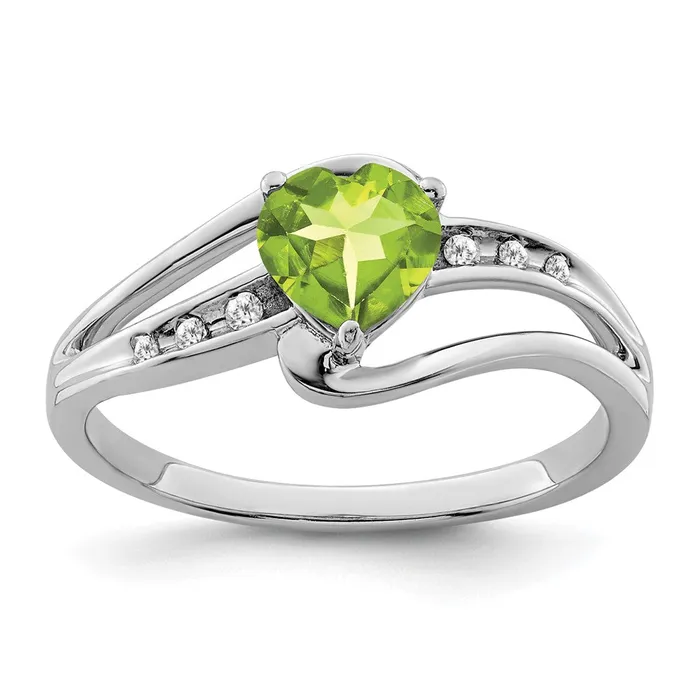 Goldia Sterling Silver Peridot and Diamond Ring Rings
