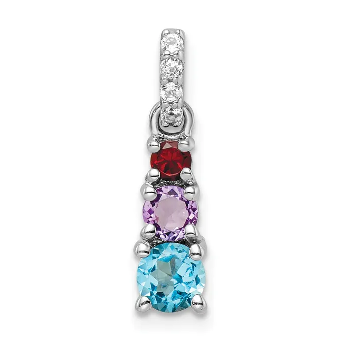 Goldia Sterling Silver RHplated 102w BTAMGAWT 3Stone Pendant Necklaces