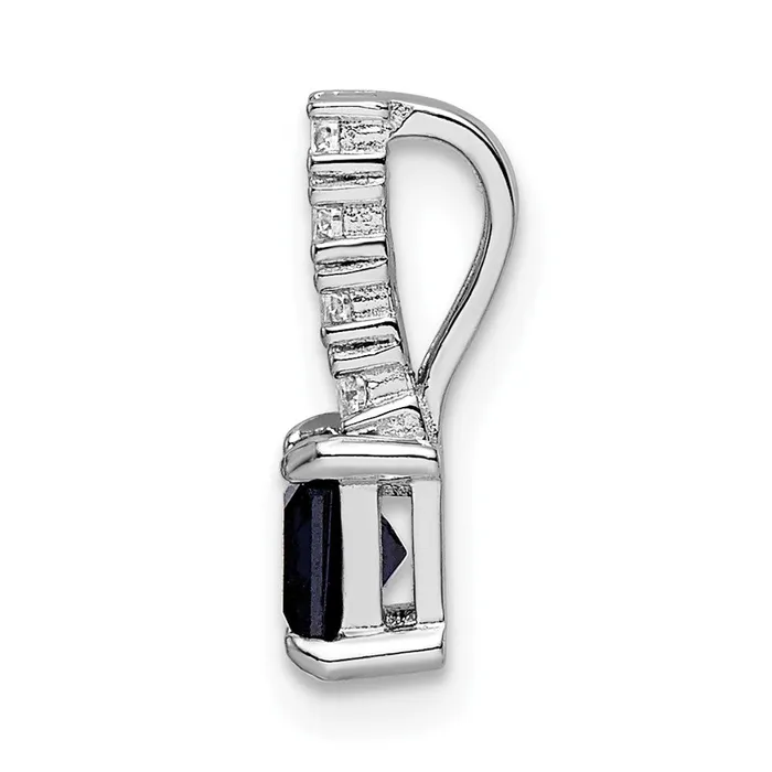 Goldia Sterling Silver Rhodiumplated Cr Blue Spinel and CZ Square Pendant Necklaces