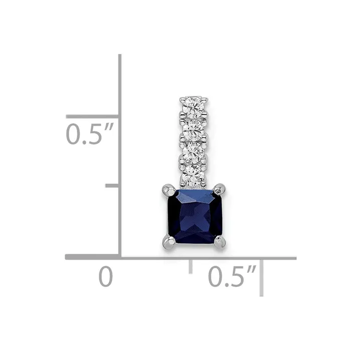 Goldia Sterling Silver Rhodiumplated Cr Blue Spinel and CZ Square Pendant Necklaces