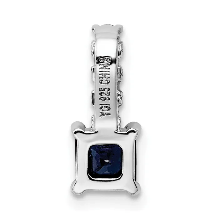 Goldia Sterling Silver Rhodiumplated Cr Blue Spinel and CZ Square Pendant Necklaces