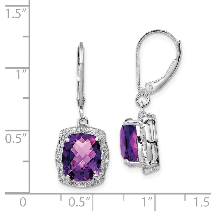 Goldia Sterling Silver Rhodiumplated Diamond and Amethyst Earrings Earrings