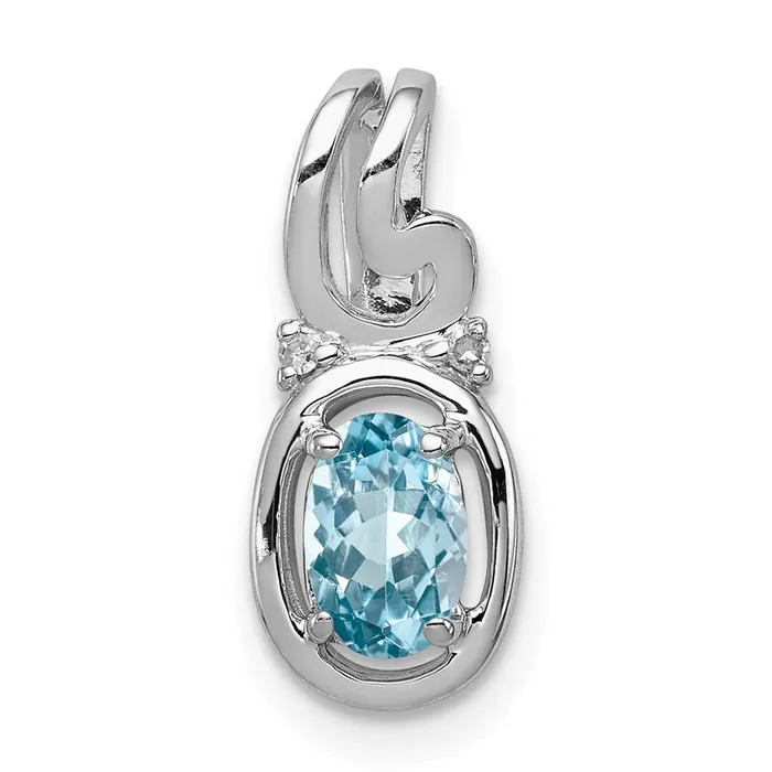 Goldia Sterling Silver Rhodium Plated Diamond u0026 Sky Blue Topaz Oval Pendant Necklaces Goldia Sterling Silver Rhodium Plated Diamond u0026 Sky Blue Topaz Oval Pendant Necklaces