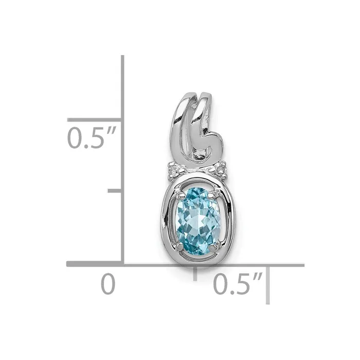 Goldia Sterling Silver Rhodium Plated Diamond u0026 Sky Blue Topaz Oval Pendant Necklaces