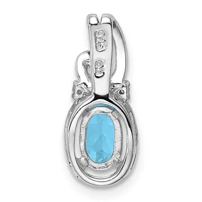 Goldia Sterling Silver Rhodium Plated Diamond u0026 Sky Blue Topaz Oval Pendant Necklaces