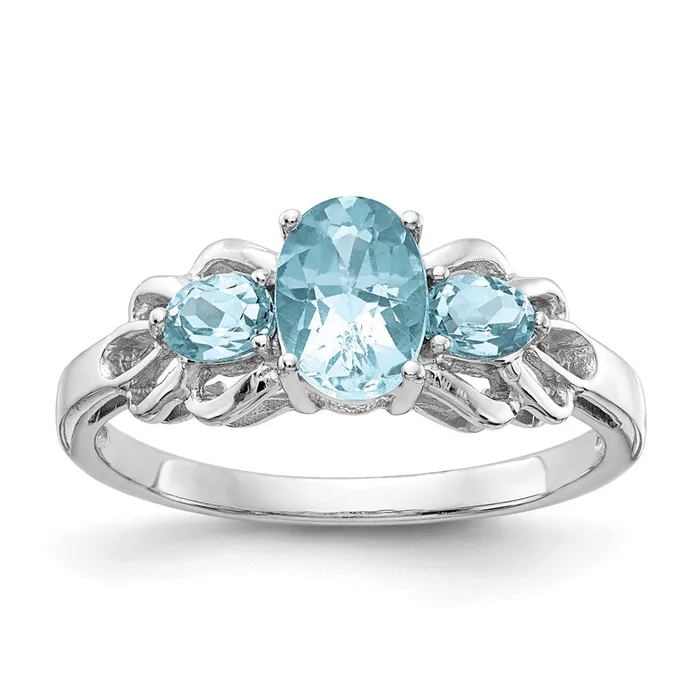 Goldia Sterling Silver Rhodium Sky Blue Topaz Ring Rings